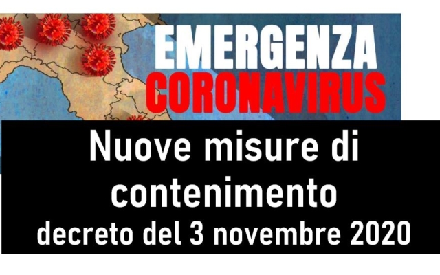 Protetto Aggiornamento del 15/11/2020: Nuove misure di contenimento – decreto del Presidente del Consiglio dei Ministri