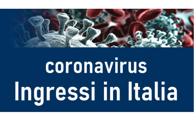 Protetto coronavirus – Ingressi in Italia
