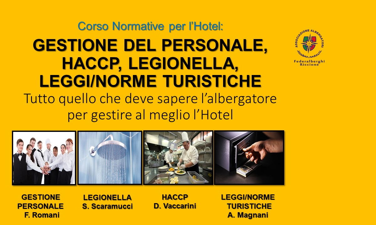 Corso Gratuito| Normative per l’Hotel: GESTIONE DEL PERSONALE, HACCP, LEGIONELLA, LEGGI/NORME TURISTICHE